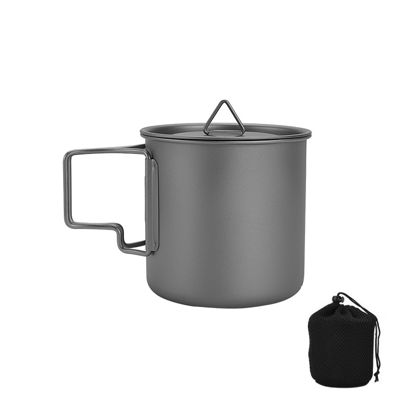 Camping Cooking Unit - Mug Camping Titanium dengan Gagang Lipat