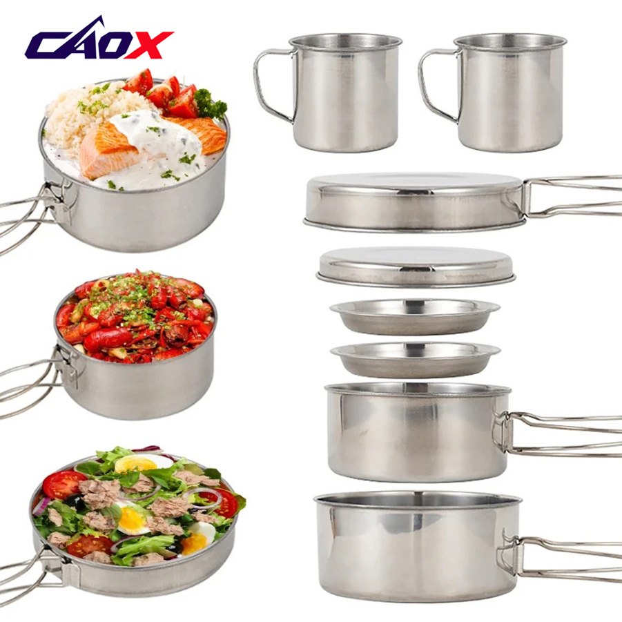 Camping Cooking Mess Kit - CAOX 8pcs/Set Peralatan Masak Camping Set