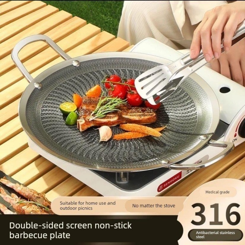 Camping Cooking Sets - Panci Panggangan BBQ Multifungsi Baja Tahan