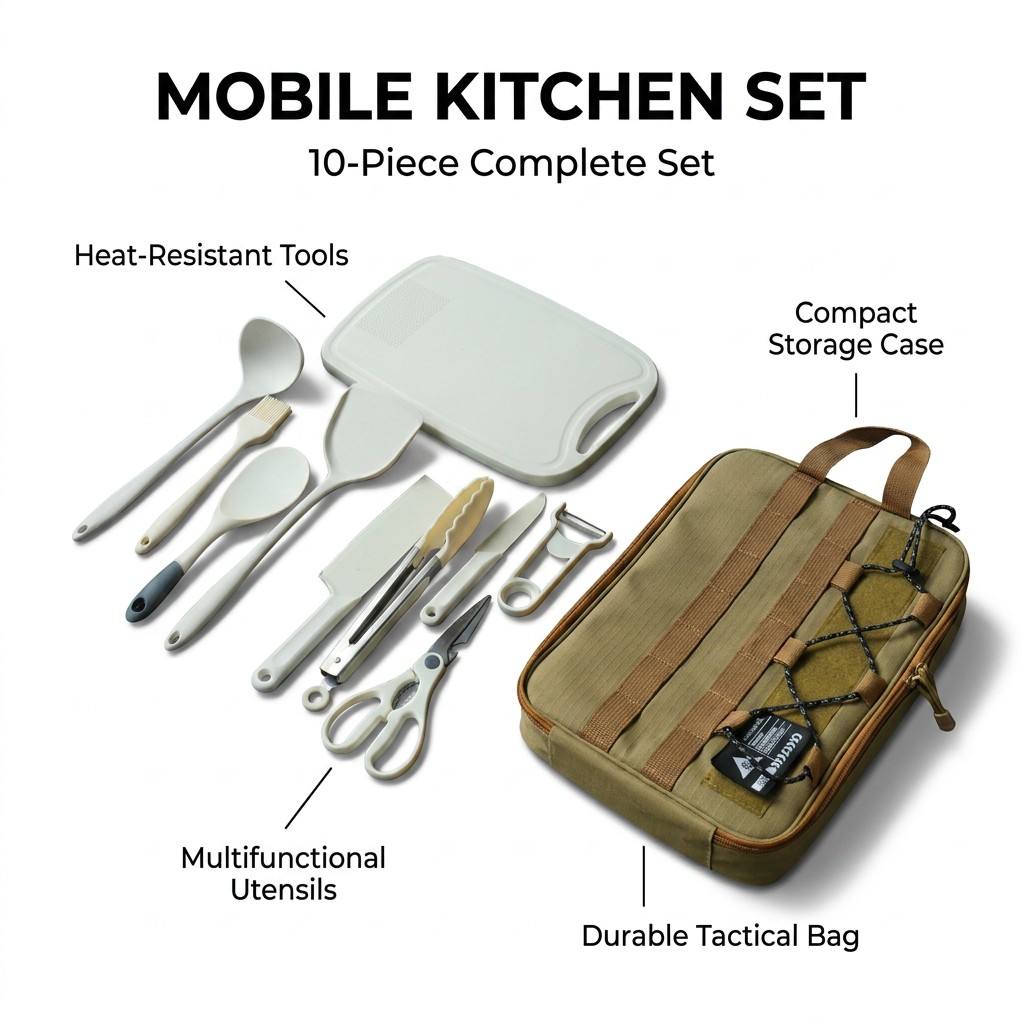 Camping Cooking Equipment Bag - Set Peralatan Dapur Portabel 9 Buah