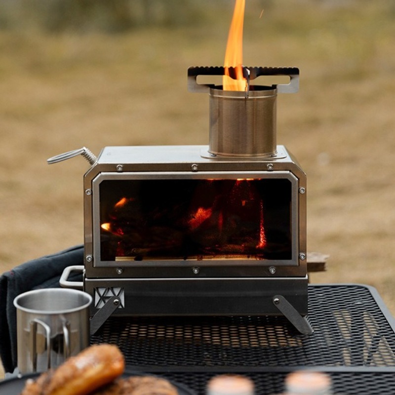 Camping Cooking Area - Kompor Kayu Bakar Persegi Stainless Steel