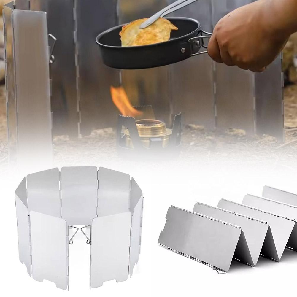 Camping Cooking Windshield - Pelindung Angin Lipat untuk Kompor Camping,