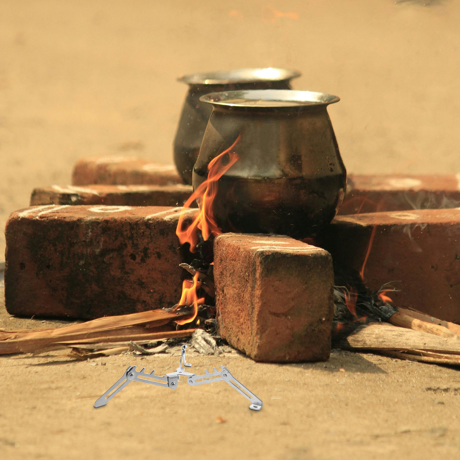 Camping Cooking Gas Canister - Penyangga Tabung Gas Lipat Stainless Steel