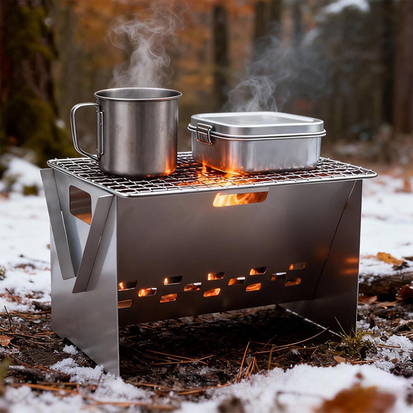 Camping Cooking Set Compact - Pemanggang Arang Lipat Portabel Kompak dari