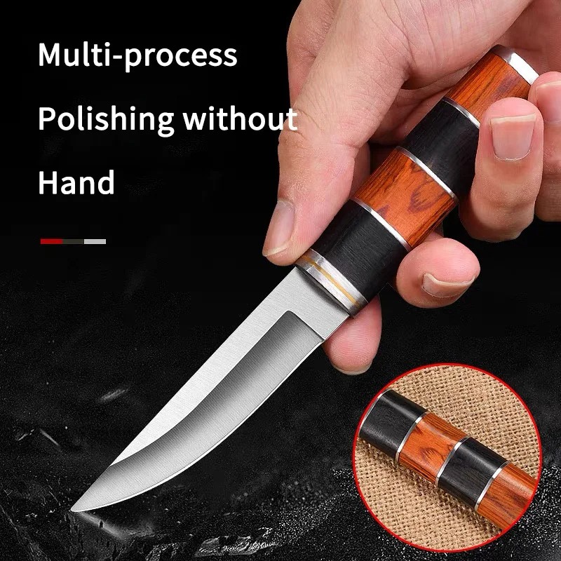 Camping Cooking Knife With Sheath - Pisau BBQ Premium Stainless Steel dengan