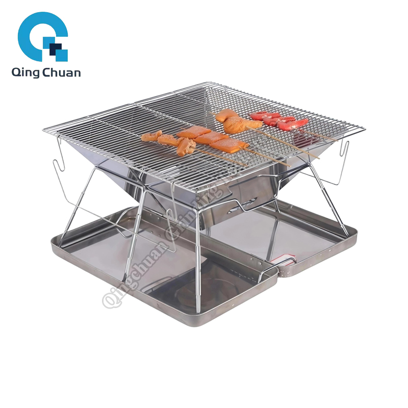 Camping Cooking Area - Kompor Arang Lipat Baja Tahan Karat