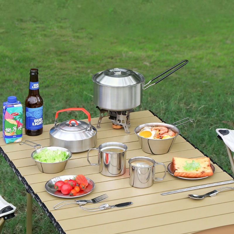 Camping Cooking Mess Kit - Peralatan Masak Camping Outdoor Stainless Steel