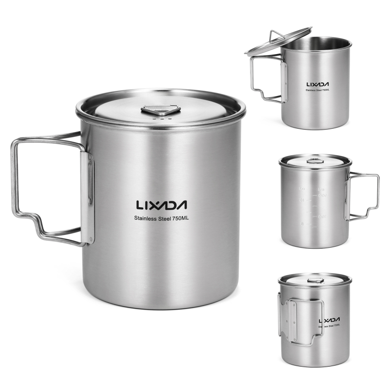 Camping Cooking Backpack - Lixada cangkir 750ml, luar ruangan cangkir