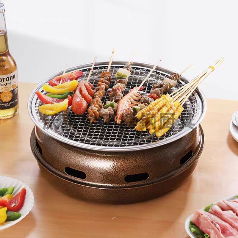 Camping Cooking Set Compact - Panggangan BBQ Bulat Gaya Korea -