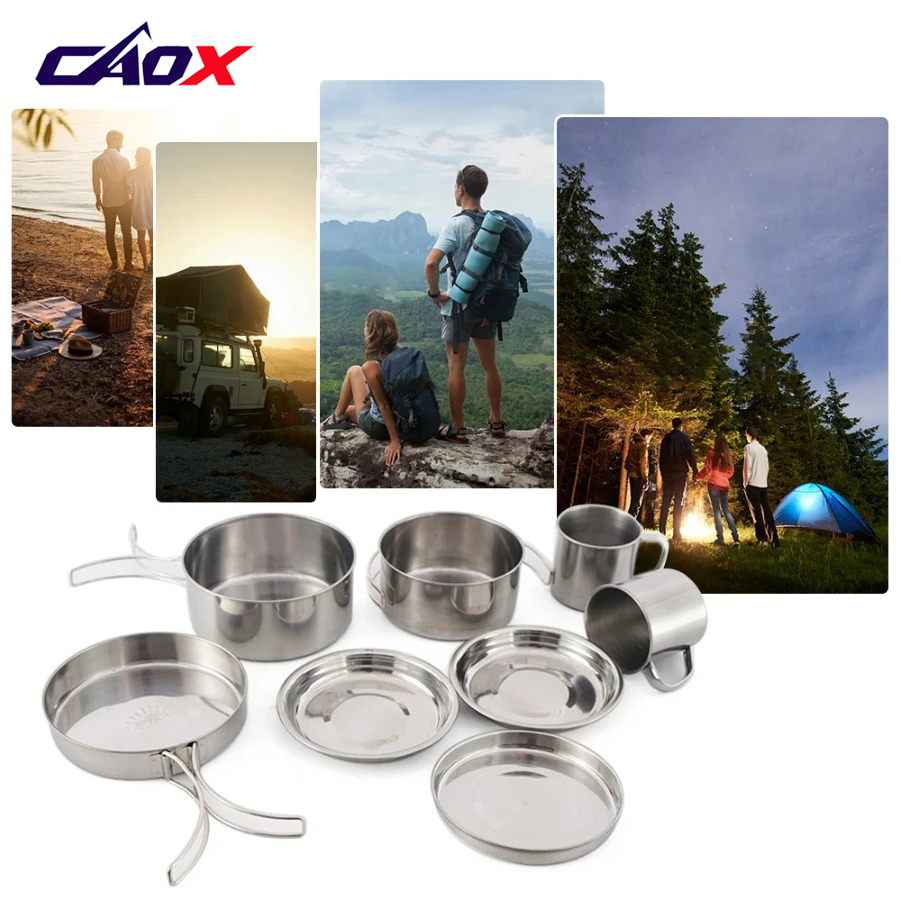 CAOX 8pcs/Set Peralatan Masak  - Camping Cooking Mess Kit ulasan dan harga