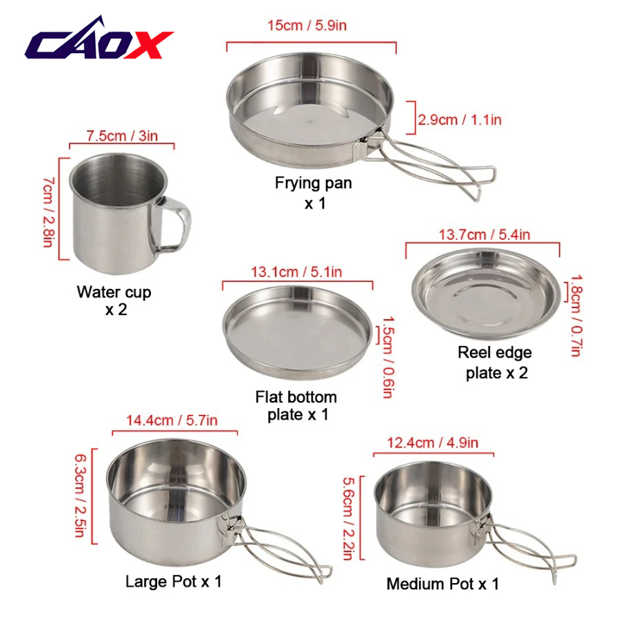 CAOX 8pcs/Set Peralatan Masak  - Camping Cooking Mess Kit ulasan dan harga