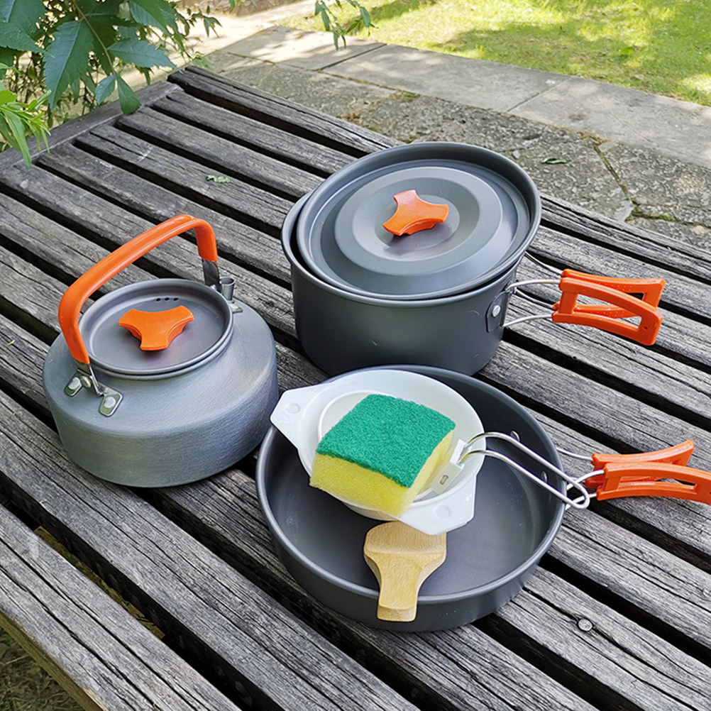 7 Buah Set Peralatan Makan Ber - Camping Cooking Set Compact ulasan dan harga