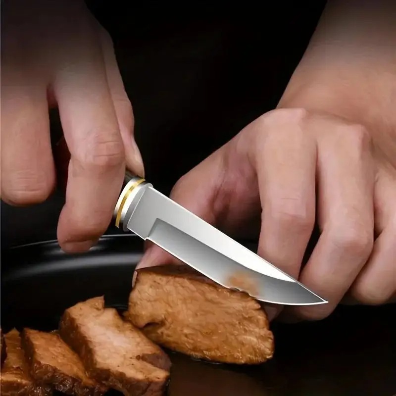 Pisau BBQ Premium Stainless St - Camping Cooking Knife With Sheath ulasan dan harga