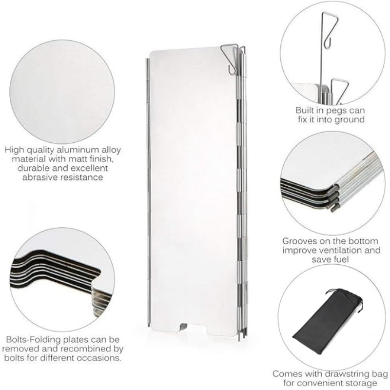 Pelindung Angin dari Paduan Al - Camping Cooking Windshield ulasan dan harga