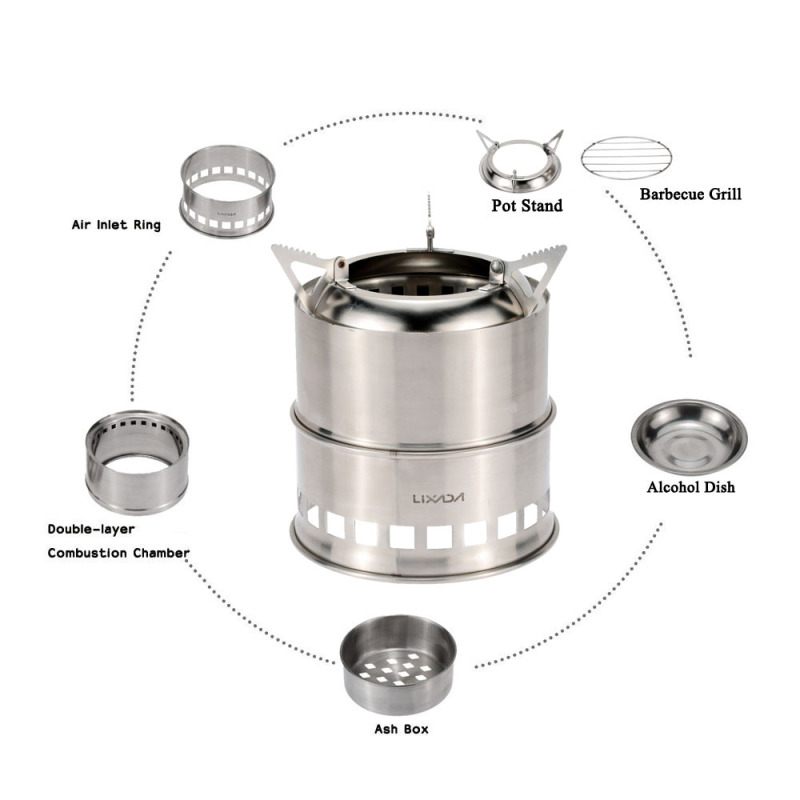 Lixada kompor kayu Stainless S - Camping Cooking Windshield ulasan dan harga