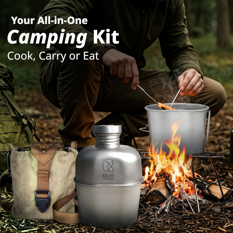 Botol Titanium Keith untuk Cam - Camping Cooking Kits ulasan dan harga