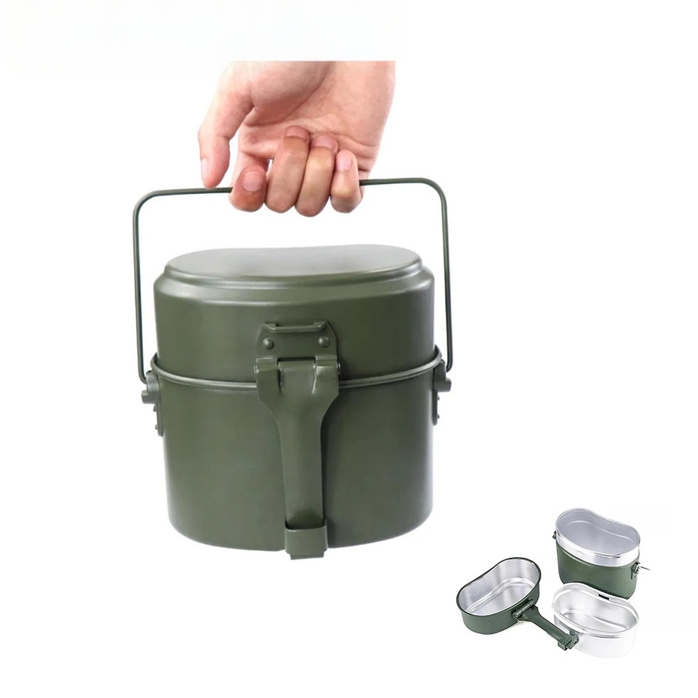 3 Pcs Set Kotak Makan Aluminiu - Camping Cooking Set Compact ulasan dan harga