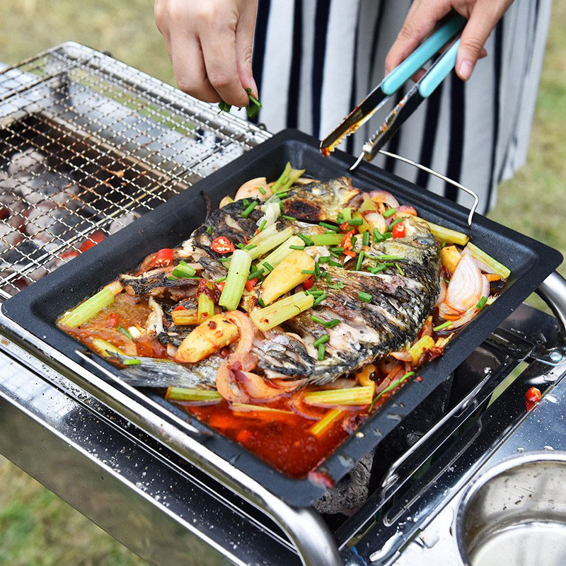 Panci Panggangan Persegi Tebal - Camping Cooking Sets ulasan dan harga